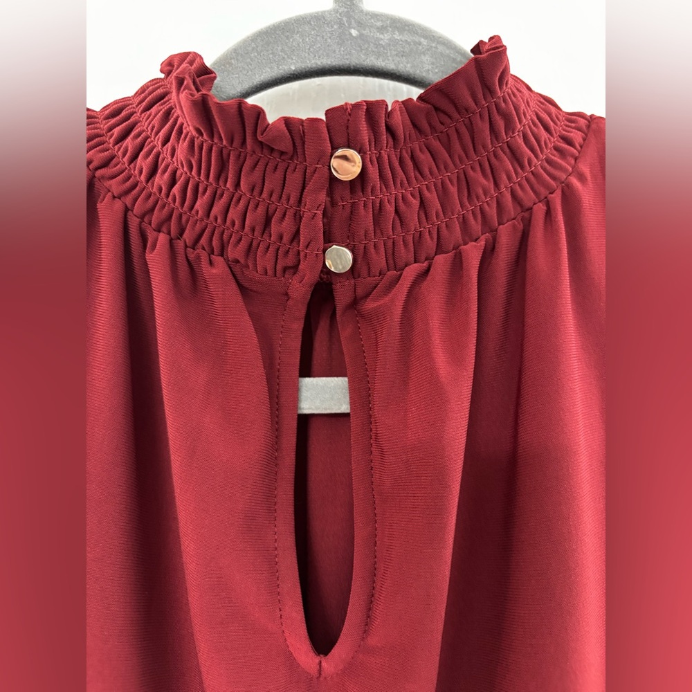 WHBM Women's High Neck Maroon Peplum Top size Small - Picture 3 of 5